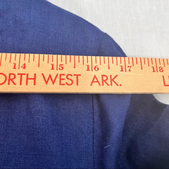 JM Collection Tunic Blouse Womens Sz 16 Embroidered Beaded Navy Blue 100% Linen - Picture 7 of 12